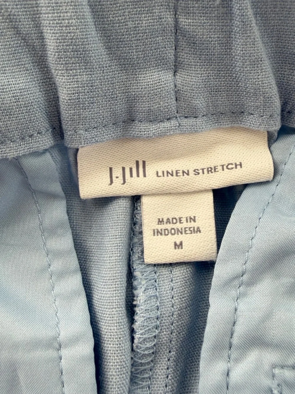 J. JILL Women’s Medium Pale Blue Linen Stretch Elastic Waist Flat Front Pants